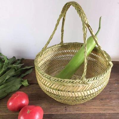 挂篮手收工竹篮子竹编织手提菜篮篮子蛋鸡篮水果AL100004纳竹筐竹