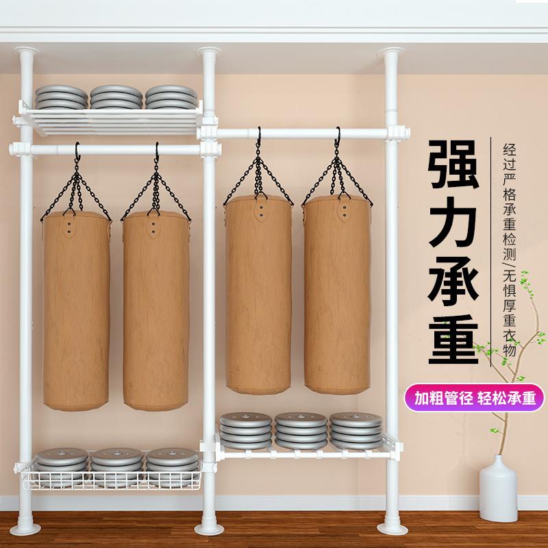 顶天立用地置伸帽衣架家落地卧室缩挂衣杆衣间QianMeng简易衣帽架