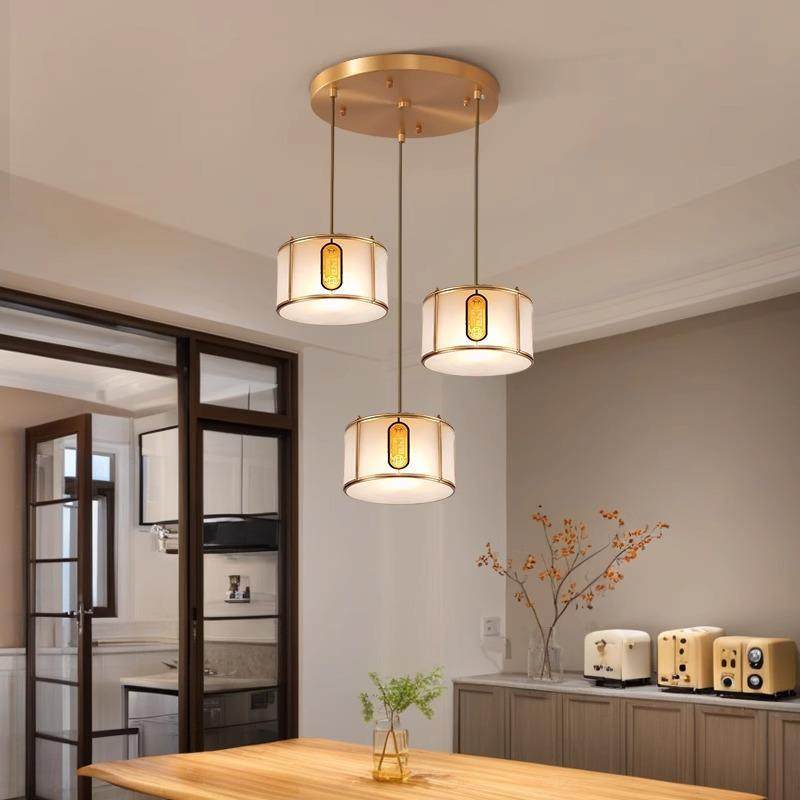 新中式全铜吊吊灯楼梯灯楼中复国风客厅餐971厅别式墅旋转福字灯