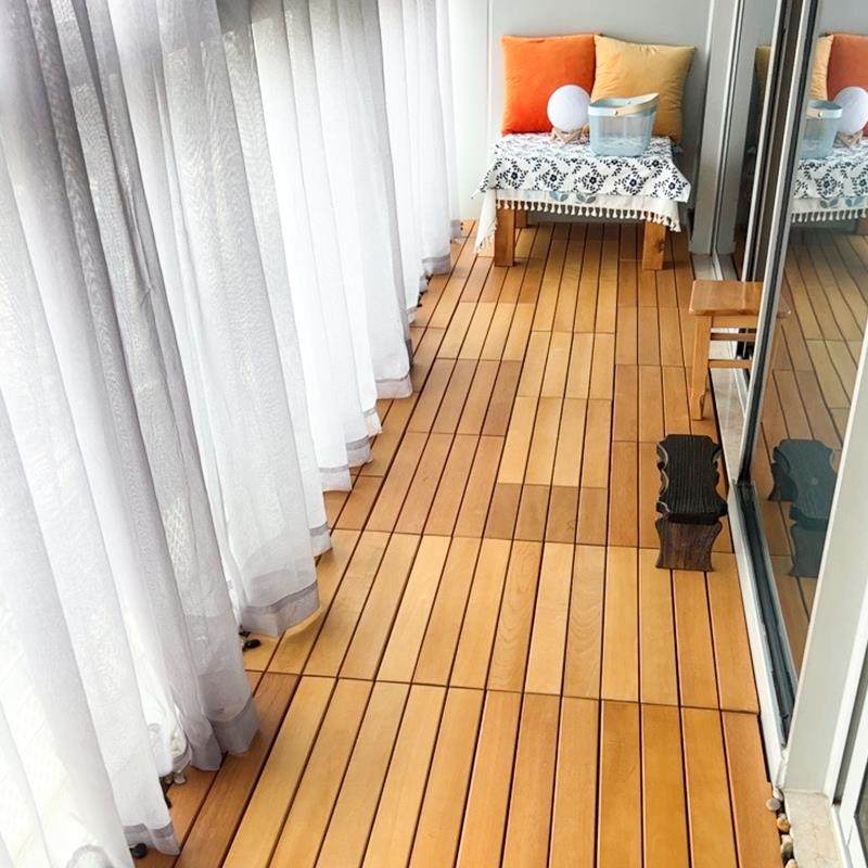 防腐木地木内板黄室阳台木地板阳台自铺拼接改造实木檀177木浅色