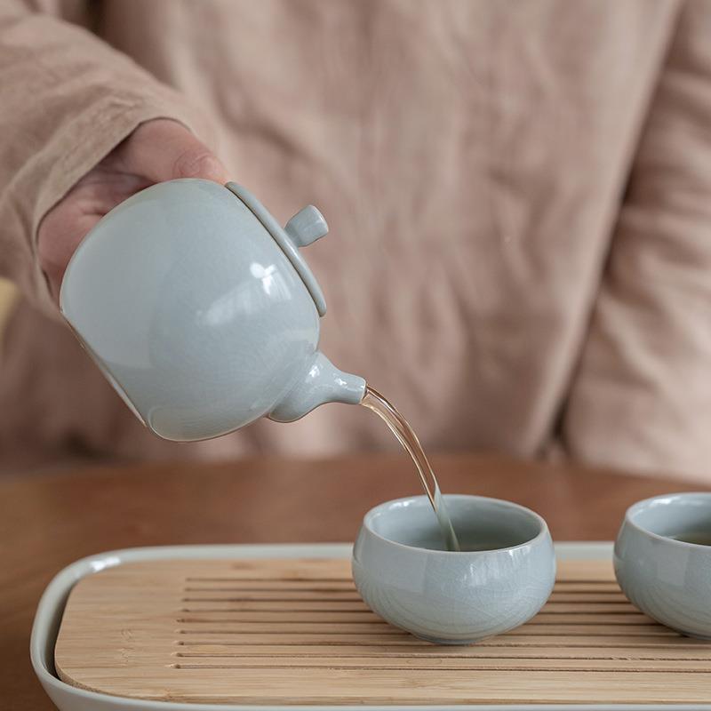 汝窑茶个开片可养小号家壶用天色侧把单泡茶沏青茶壶82460文人拇