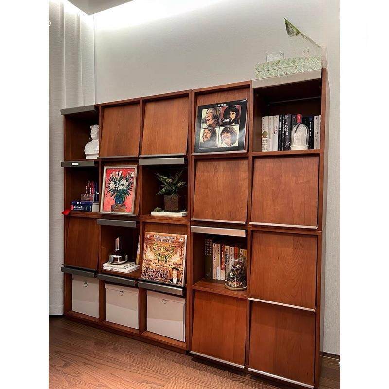 式Y誉1室中复古书柜组合柜格子木杂志收纳柜卧客展示柜UFE厨实房