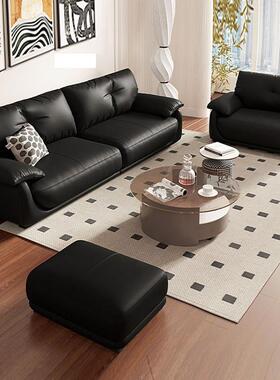 意式极简风小户沙型现代轻奢出租屋客厅家具直三发人位皮排23123