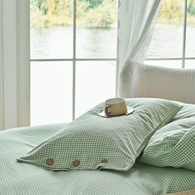 纽扣式~纯棉水洗棉被0单件全棉单人罩1套5x200x2被BE8910cm简约四