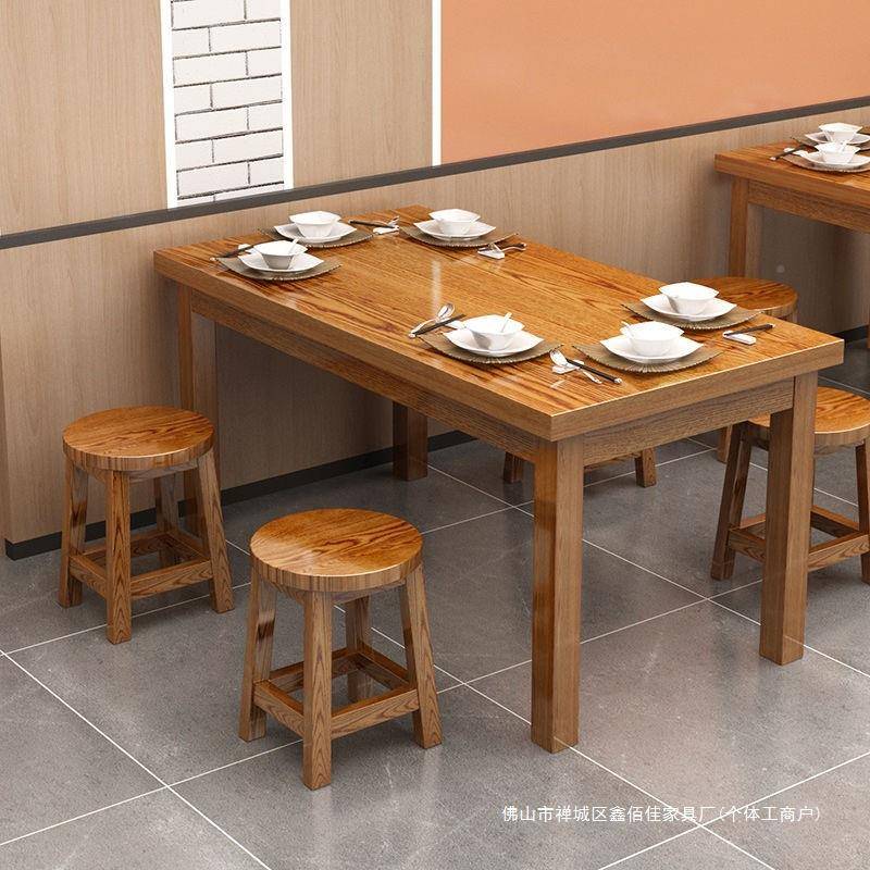面馆桌椅饭店小店吃餐椅餐桌组合实木餐桌BB776食馆堂桌子餐厅烧