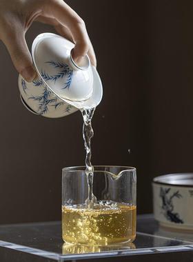 UUJ己玉瓷手绘青花陶瓷盖用碗新中式家泡茶碗燕归来福灵青盖碗