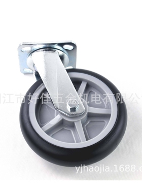 源头工厂直供200X50mm静音弧面黑色B款TPR万向脚轮