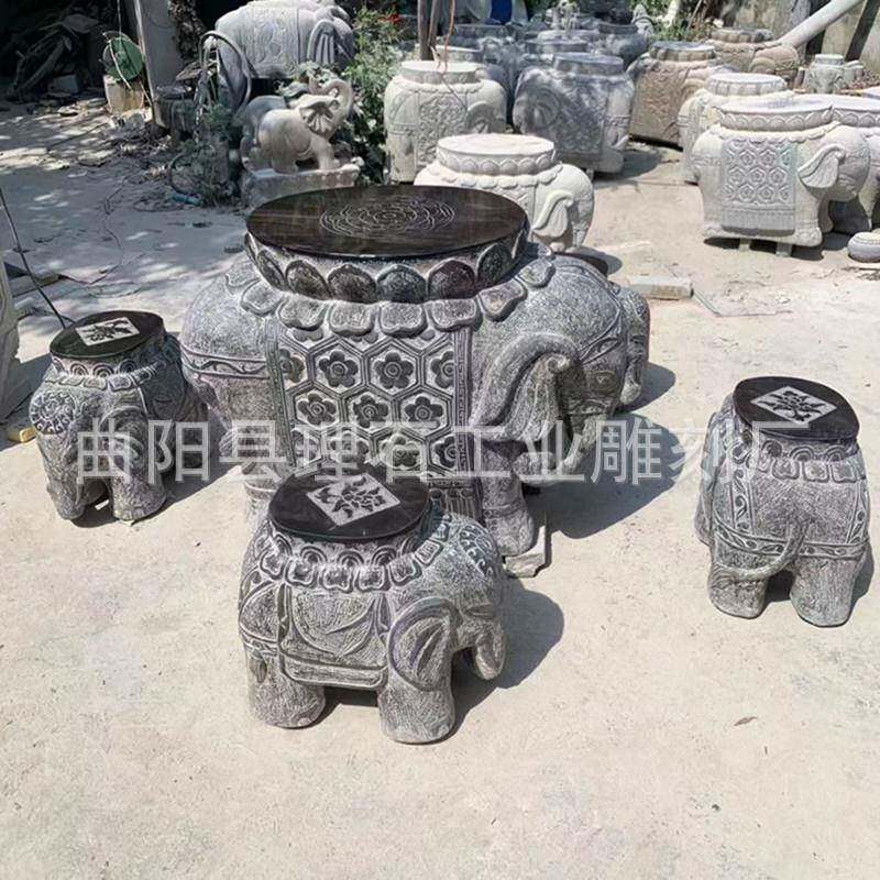 石雕墩坐凳大理石石桌式石凳中石庭院复古工艺象LS-810X桌厂家