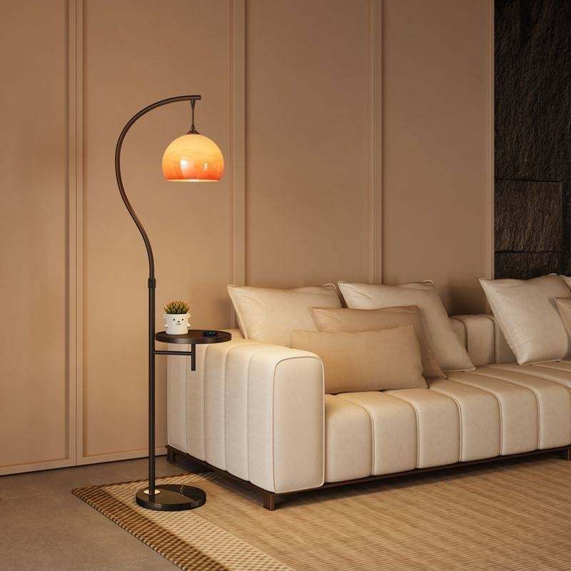 中古风落地灯氛围置物架客厅沙发旁装饰卧室床头一体台灯书房新款