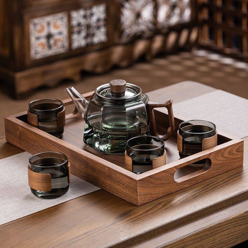 木侧把玻璃新款煮茶器家用整套小型电陶炉煮茶炉养生壶茶具套装