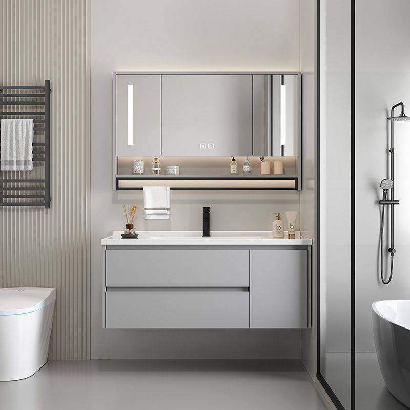 智能陶瓷一体洗手洗脸盆浴室柜组合40CM宽超窄小户型卫生间洗漱台