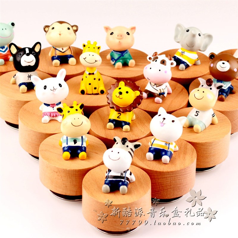 包邮八音盒可爱小动物仰望天空旋转音乐盒创意生日礼物Z送女生女