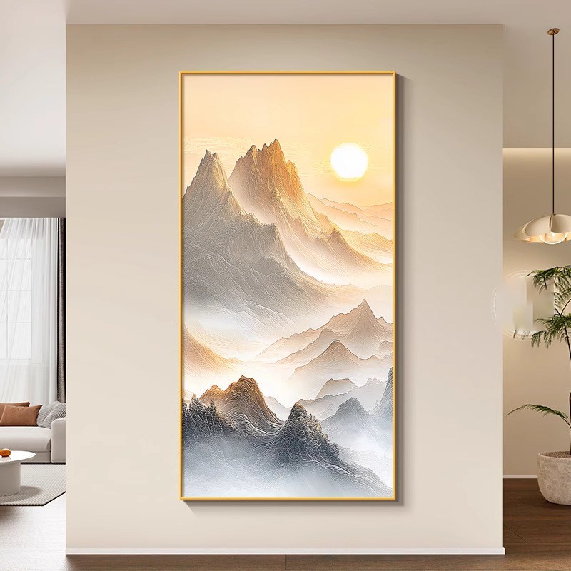 背有靠山玄关装饰画现代简约客厅走廊过道挂画有山无水靠山图壁画