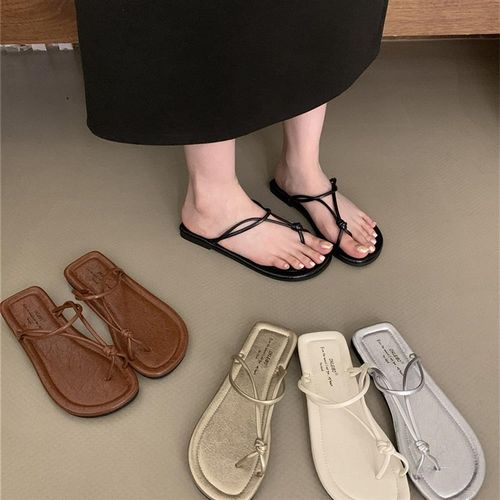 韩版小众人字拖女外穿2024新款百搭软底夹趾拖鞋海边度假套趾凉拖