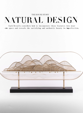 新中式古典金属山峦摆件现代样板间大堂展厅玄关中国风软装饰品