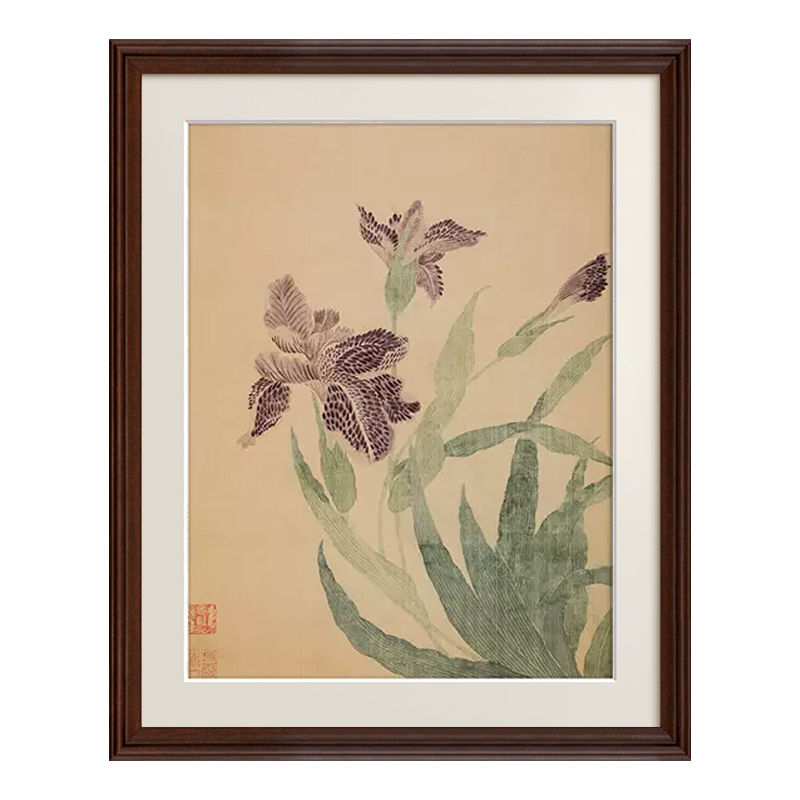 法式中国风玄关装饰画新中式饭厅挂画简美卧室床头画客厅壁画花卉图片