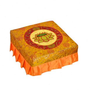 庄严品拜垫套家用拆洗磕头跪垫套铜板花刺绣莲花方形蒲团换洗套子