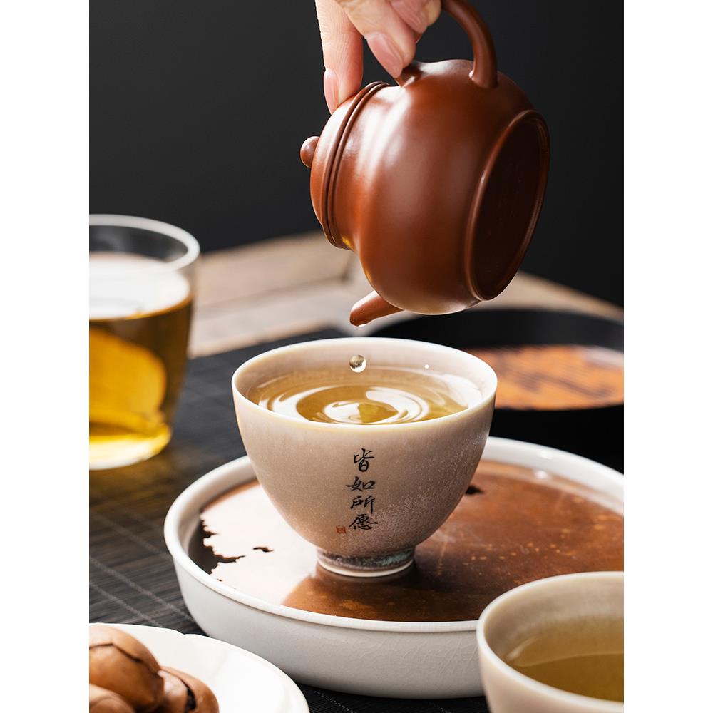 变黄鸡心杯陶高瓷茶杯主人杯女端茶具品茗B8503定杯个人专窑用制
