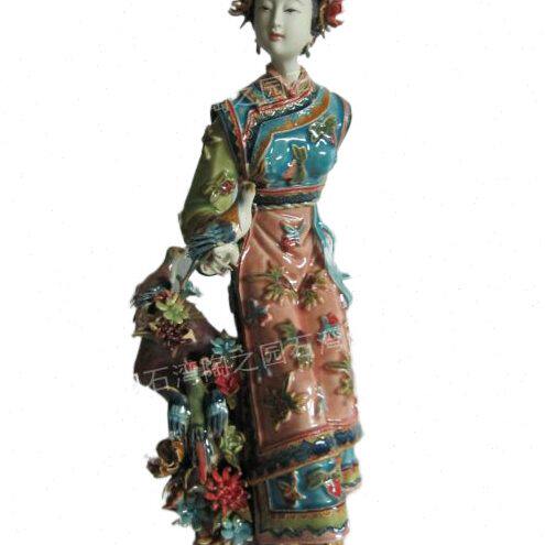 石湾公仔陶瓷林乃河精品系列家居装饰摆件送礼人物花鸟纯手工桌面