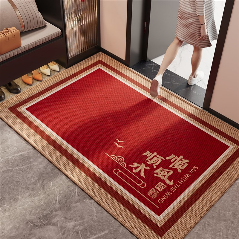 红色入户门地垫防滑喜庆进门地毯耐磨耐脏玄关大门口进门脚垫室内