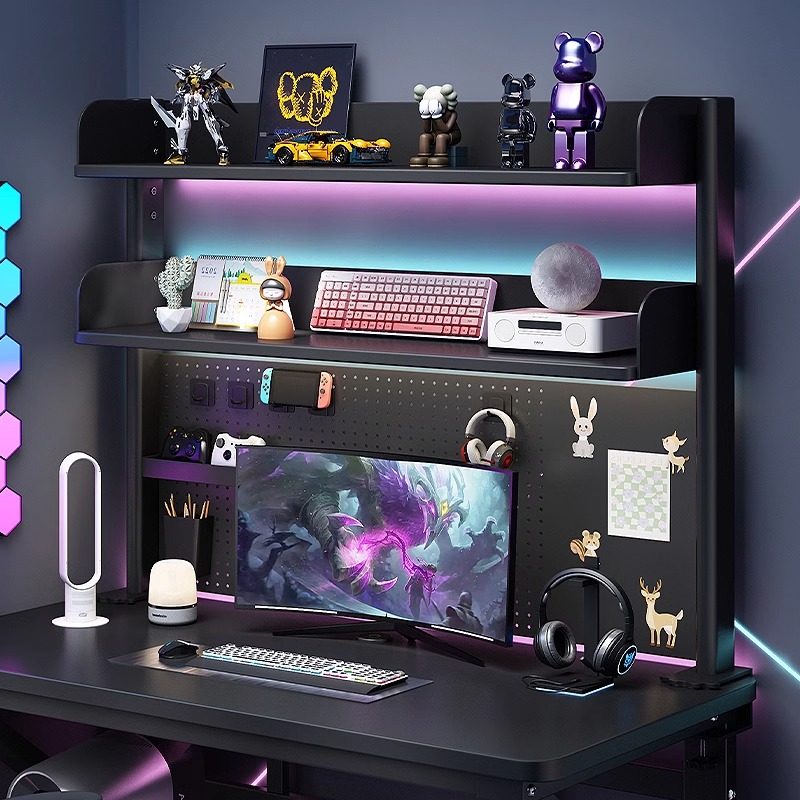 网红电竞风桌面收纳层架多层洞洞板置物架办公电脑学生学习桌上书,收纳整理,书桌收纳置物架,淘宝优惠券,粉丝福利购,淘宝优惠卷