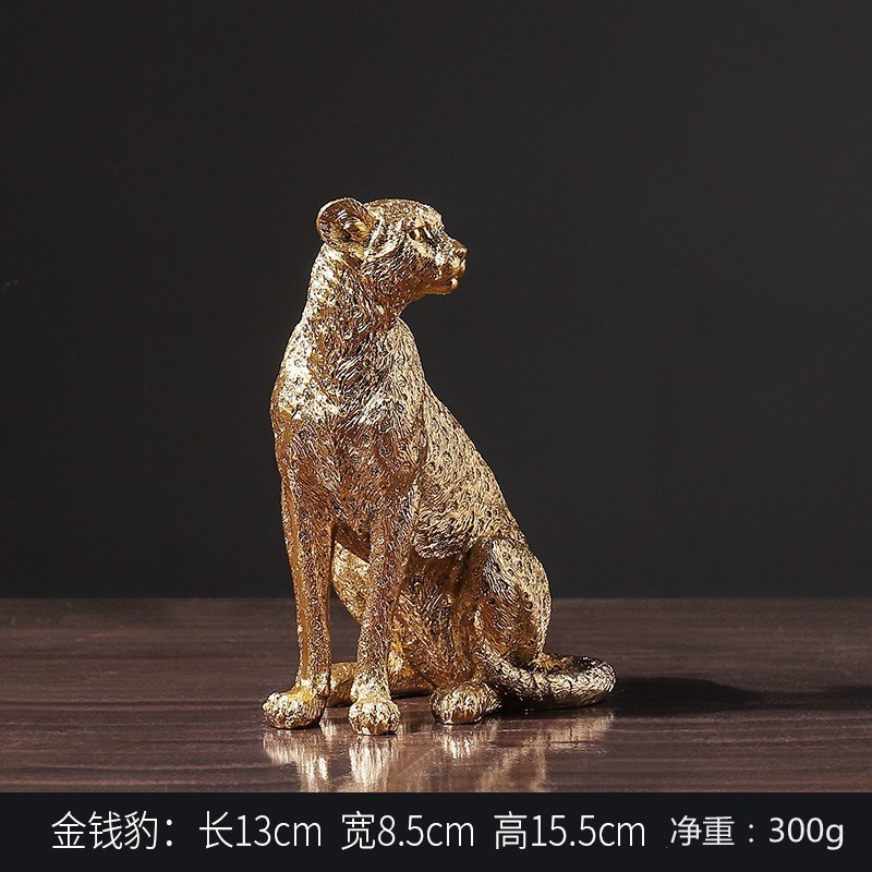 欧式复古豹美洲豹手工家居客厅玄关办公室柜子装饰工艺品摆件