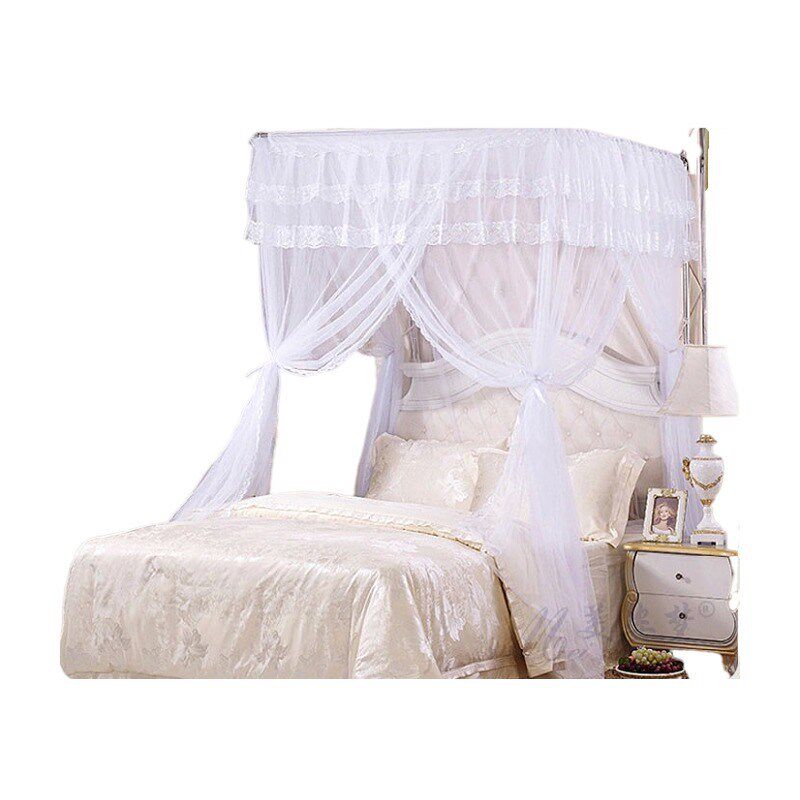 新款方型伸缩落地式支架三开门蚊帐公主帐纱宫廷吊床家用三门蚊帐