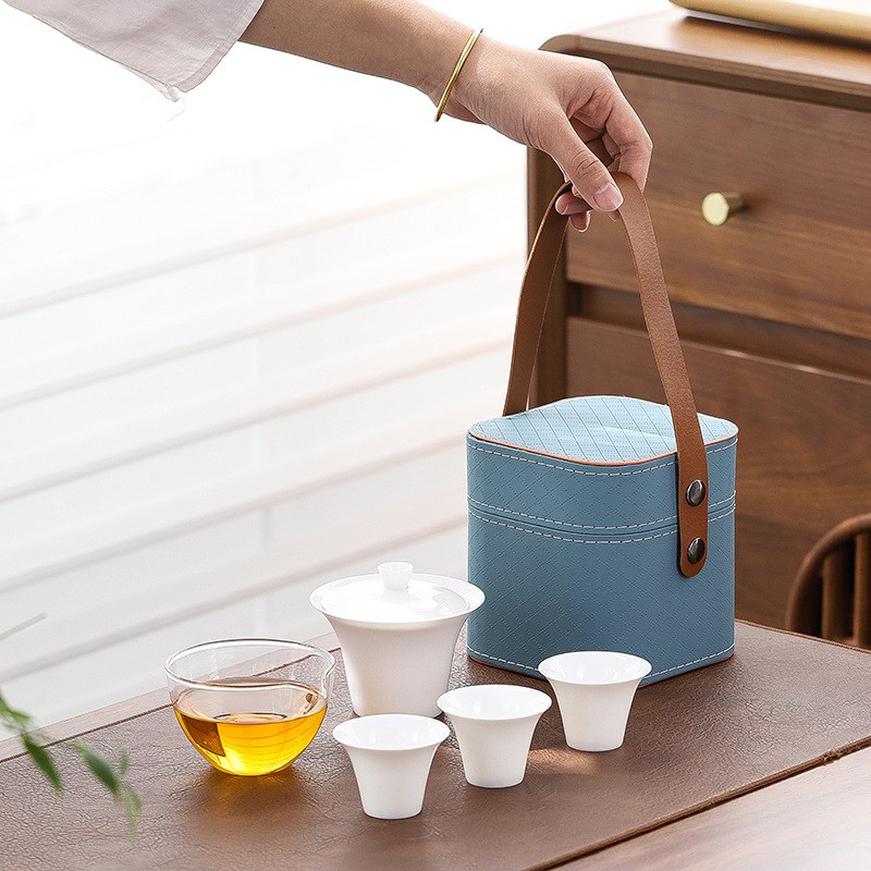 羊脂玉白瓷快客杯旅行茶具套装车载户外便携式泡茶器公司商务礼品