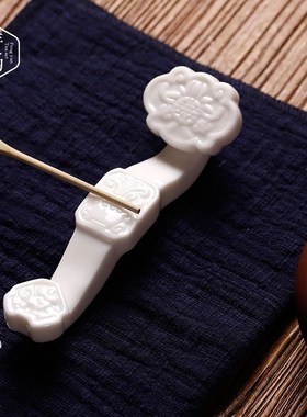 创意瓷器迷你如意手把r件可爱茶玩茶夹架筷子笔架保平安家居文