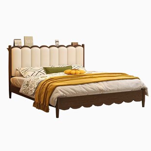 现代简约全实木床1米8双人床升级加厚软靠家用主卧大床1米5单人床