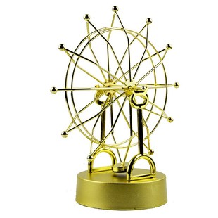 H818金色摩天轮永动仪全金属框天体仪无极磁性摇摆器大号动态摆件