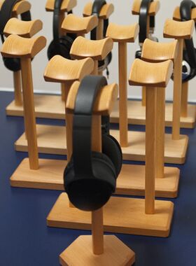 桌面榉木实木耳机展示架头戴式耳机架耳N机试听架台面展示架