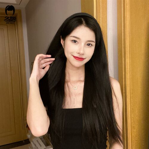 懒人发箍假发g女真发半头套一体无痕网红U型长直发 可拆卸随意烫