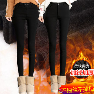 弹力小脚铅笔 2021秋冬新款 加绒加厚打底裤 女外m穿显瘦黑色魔术裤