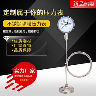 不锈钢隔膜压力表 法兰软管延长连接 耐高温耐腐蚀 DN25毛细软管
