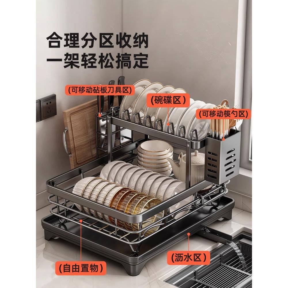 德国碗碟收纳架沥水碗架厨房置物架不锈钢碗盘碗筷放碗盘子沥水篮