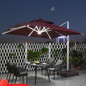 户外遮阳伞庭院伞别墅室外太阳能带灯两用罗马伞花园露台大太阳伞