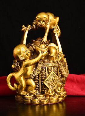 铜一桶金猴子摆件生肖猴存钱罐家居装饰客厅书房办公室店铺礼品