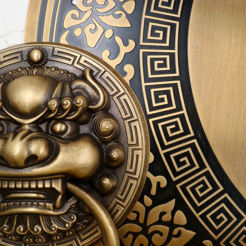 仿古中式纯铜拉手354050公分全铜大门圆光拉环S明装黄铜兽头大门