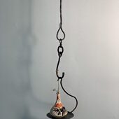 东际器物手工锻打自在钩花器托盘吊挂装 饰蜡烛铁艺烛台酥油灯茶室