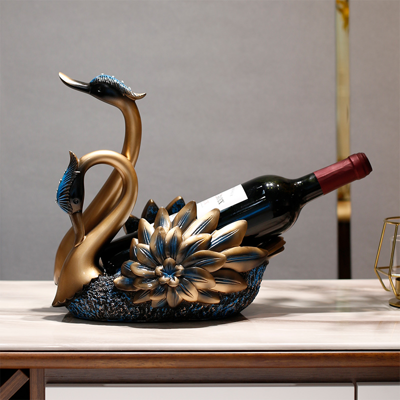 天鹅红酒架摆件家居创意客厅葡萄酒架欧式工艺品摆设Z酒柜装饰品