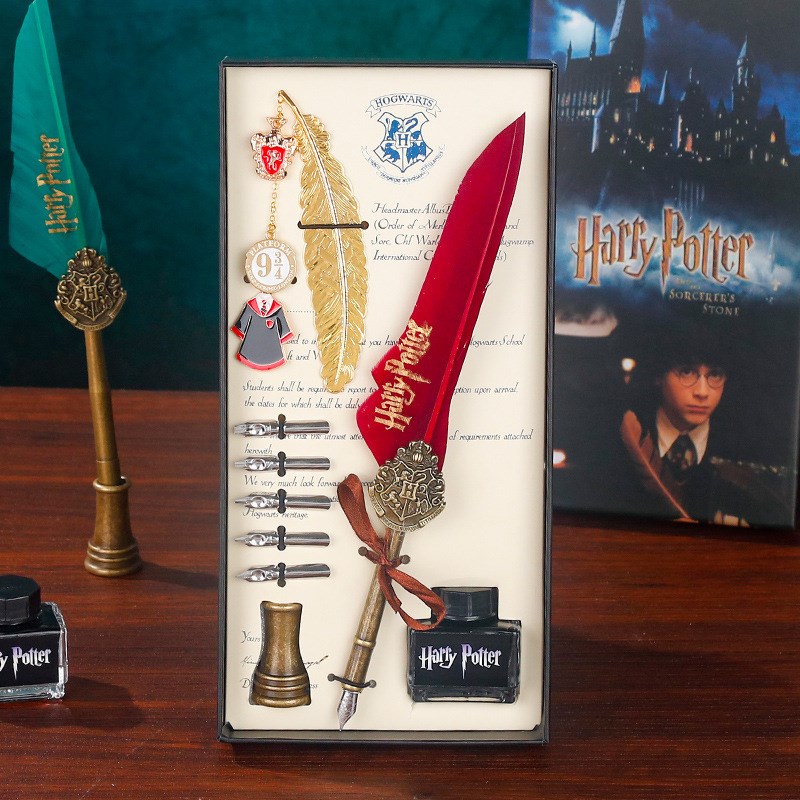 欧式羽毛笔套装带墨水英伦复古蘸水羽毛笔金属书签学生沾水笔