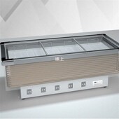 商用大容量卧式 冰柜岛柜冷冻柜玻璃门海鲜烧烤展示柜冷柜保鲜柜
