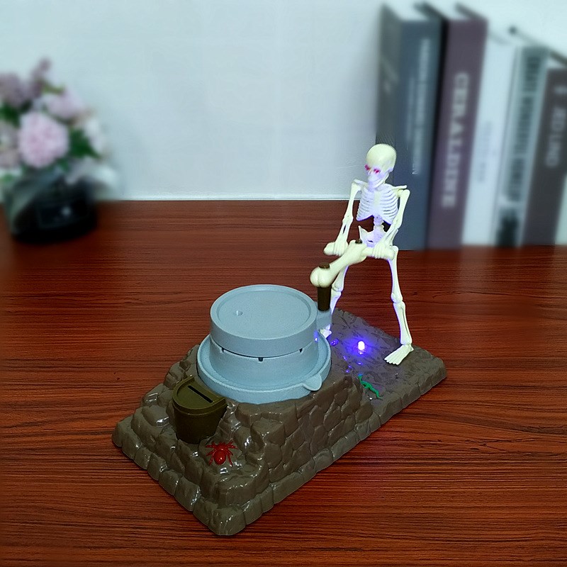 创意骷髅头灯光音乐存钱罐有钱能使鬼推磨万圣节工艺品储蓄罐