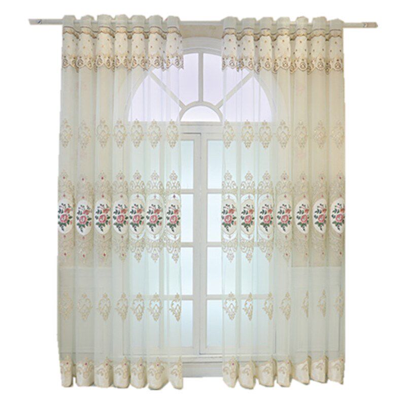 简约欧式绣花窗纱窗帘成品客厅卧室阳台书房奢华大气刺绣绣花窗帘