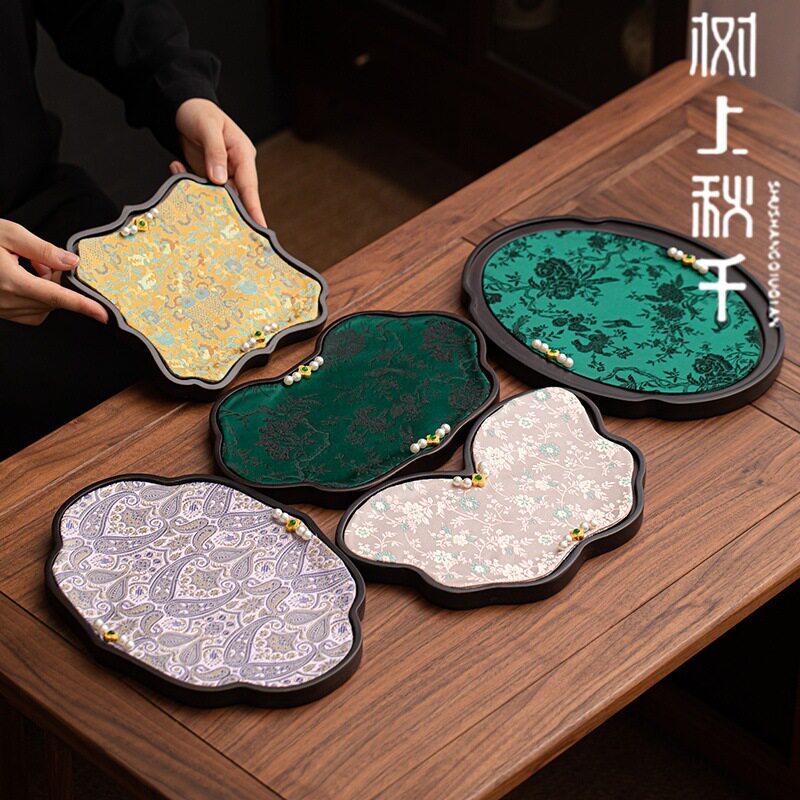 干泡台实木知微小型年轻人新中式办公室胡桃木茶台茶托盘茶盘家用