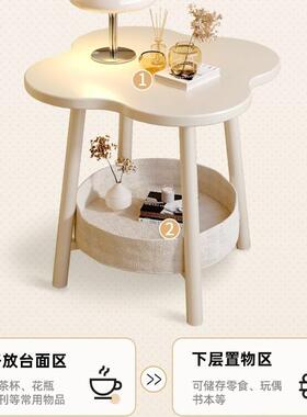 奶边油风床头柜移动新QOT款小型置物架家用花朵卧室创意床头小几