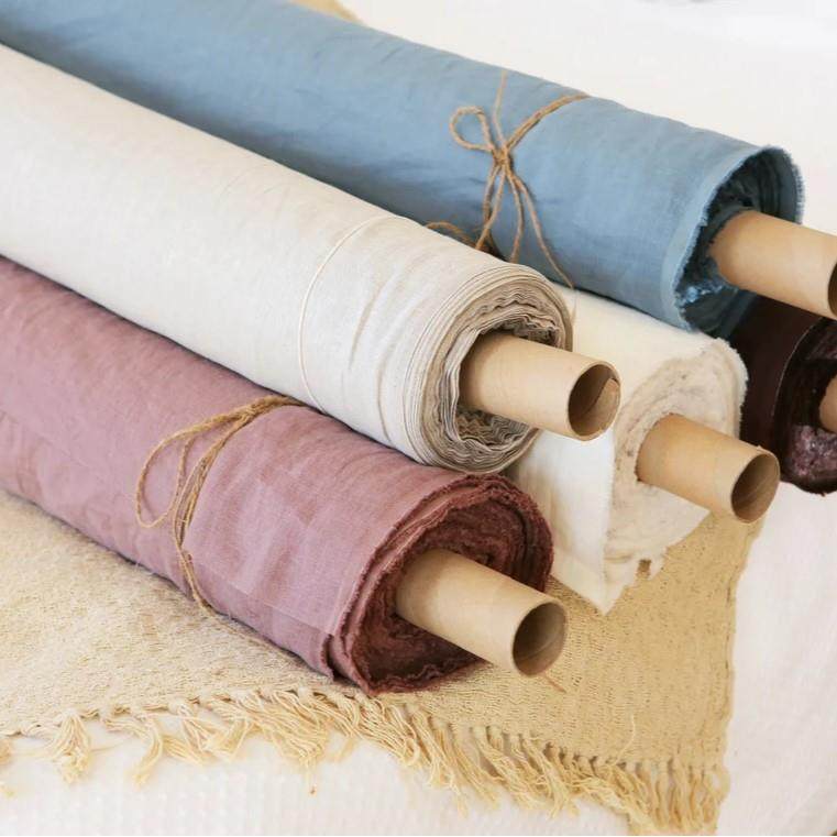 水布洗亚面料MHT亚麻原麻色料桌纯布家纺服装14支单双雨麻露麻布