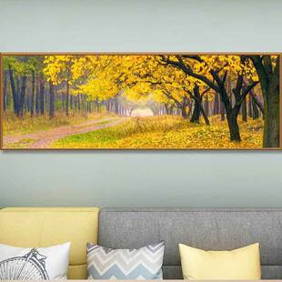 卧室床头装饰画绿色森林壁画客厅树木办公室风景挂画树林沙发墙画