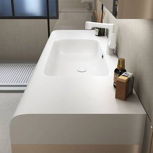 轻奢现代肤感一体盆浴室柜简约卫生间洗漱台洗手池洗脸盆柜组合